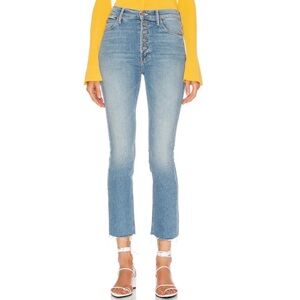 MOTHER The Pixie Dazzler Ankle Fray Shoot To Thrill Jeans Blue Button Fly 28